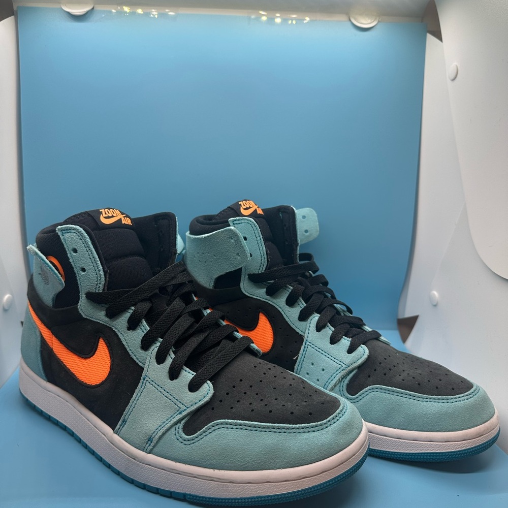 Jordan 1 Zoom CMFT2 Bleached Aqua Bright Citrus - Picture 2 of 5